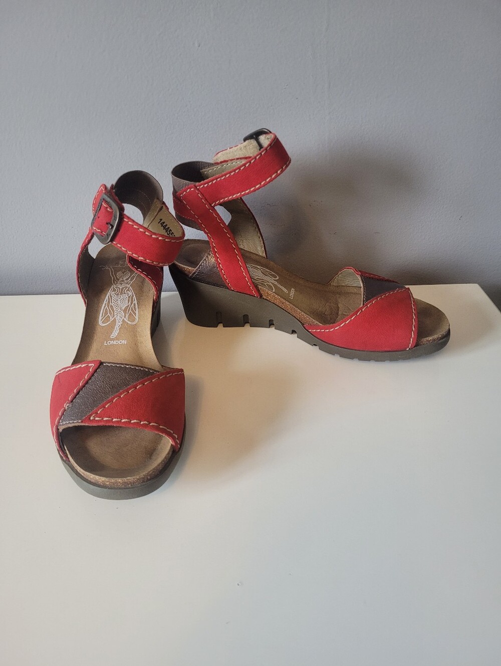 Fly London Imat Red Wedge Sandals, VGUC, Size 36